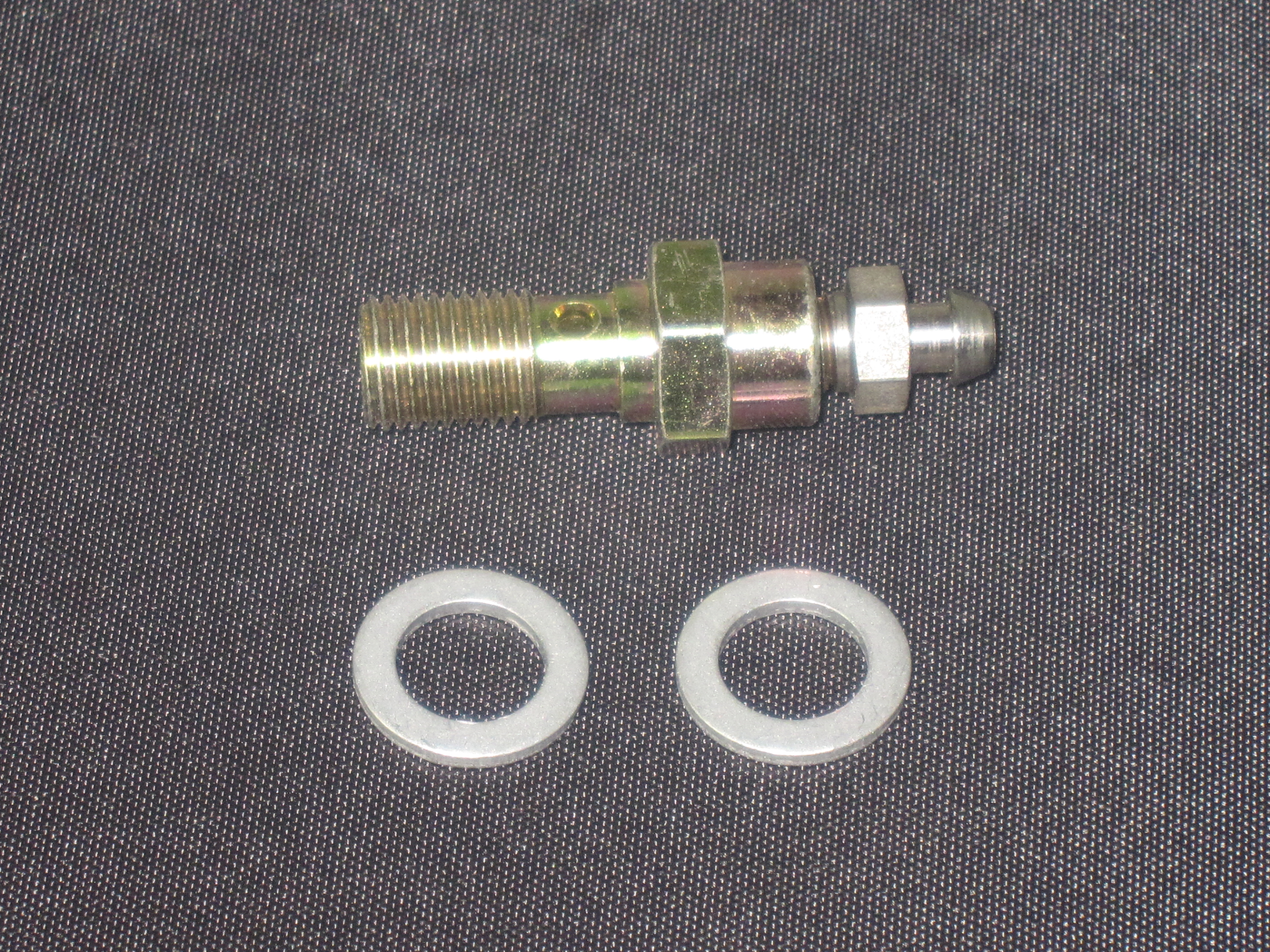 (image for) 3/8-24 SINGLE BANJO BOLT W/BLEED NIPPLE STEEL - Click Image to Close